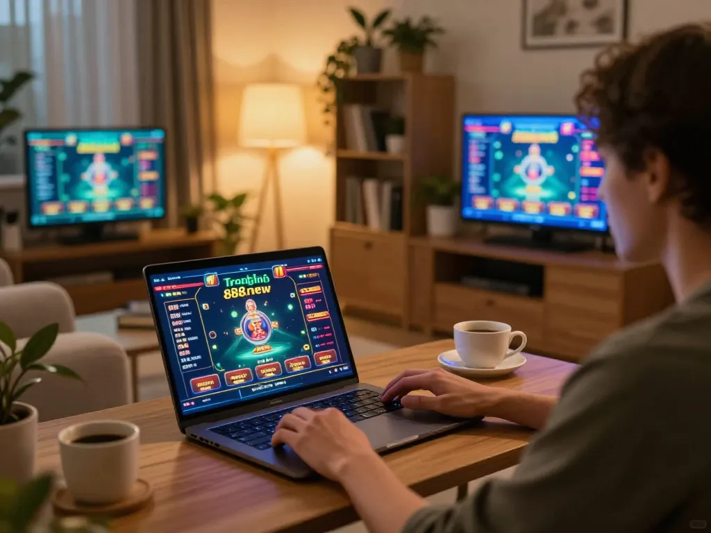 Engaging online gaming session showcasing Trang chủ 888new on a laptop, highlighting strategic betting.