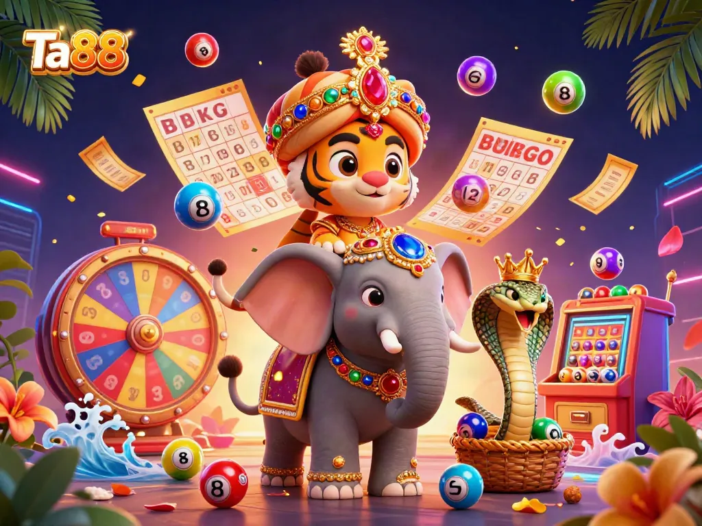 Experience thrilling gameplay at Ta88 with a vibrant scene featuring cartoon characters and engaging casino elements.
