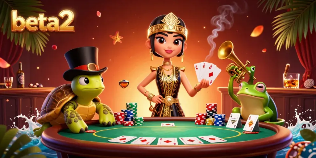 Experience the excitement of gambling in beta2 with vibrant characters at a speakeasy.