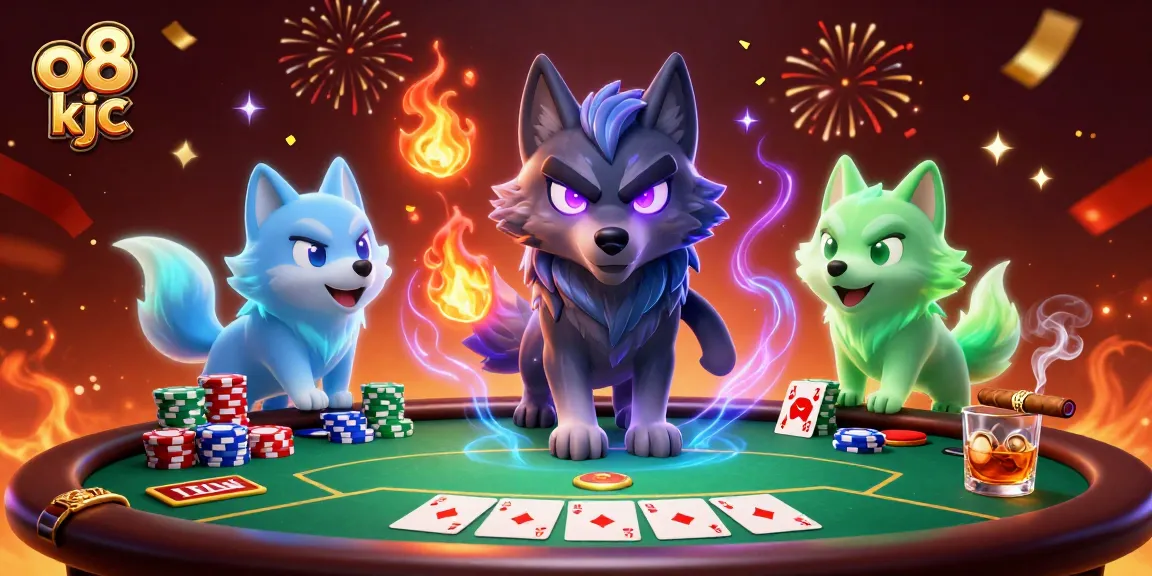 Experience thrilling poker action with o8 kjc's exhilarating atmosphere, featuring vibrant colors and dynamic characters.