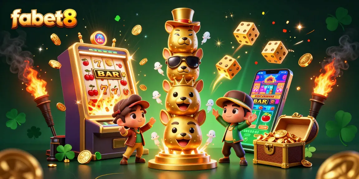 Win big at fabet8 with engaging 3D illustration showcasing casino excitement and jackpot thrills.