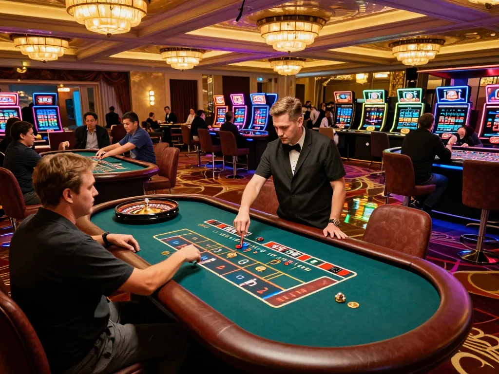 Watch players engage in an exciting roulette game at a vibrant casino, showcasing Lucky88 uy tín.