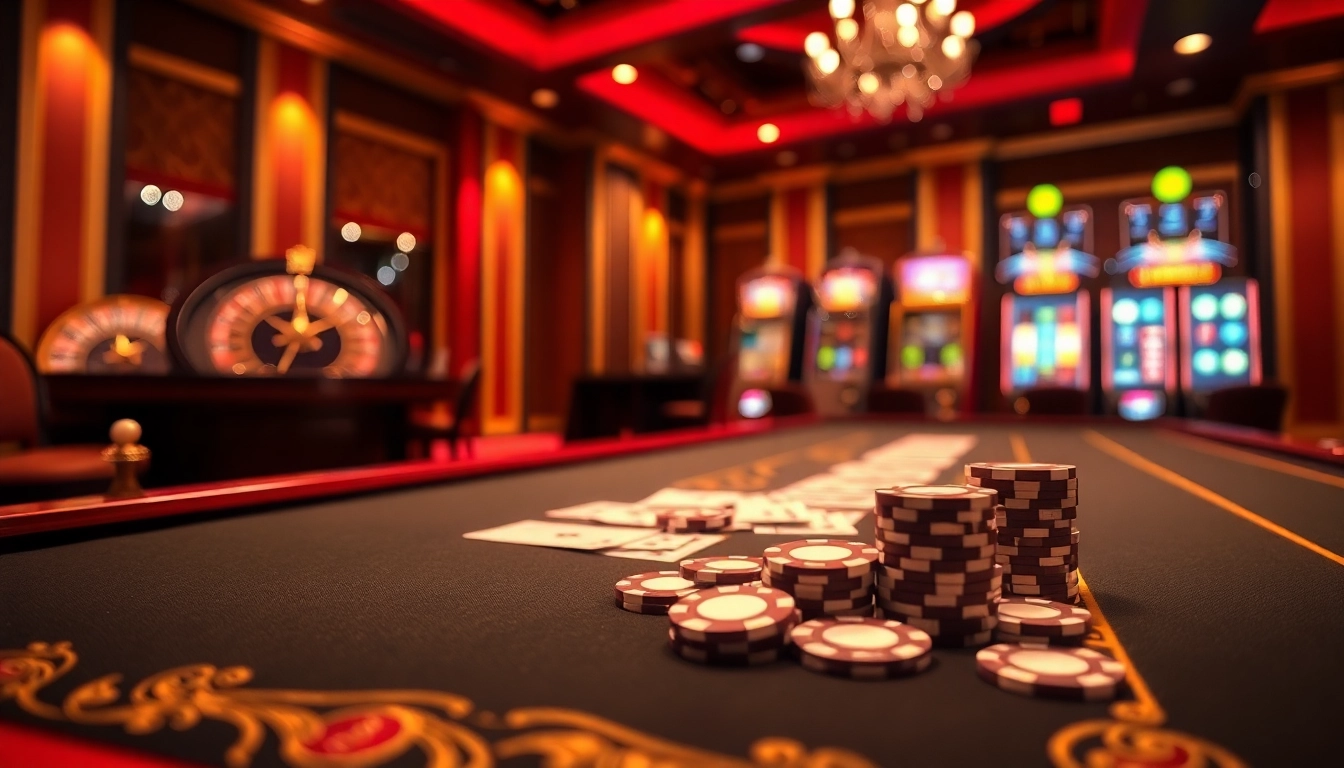 Experience F168 excitement at a luxurious casino table with poker chips and cards.