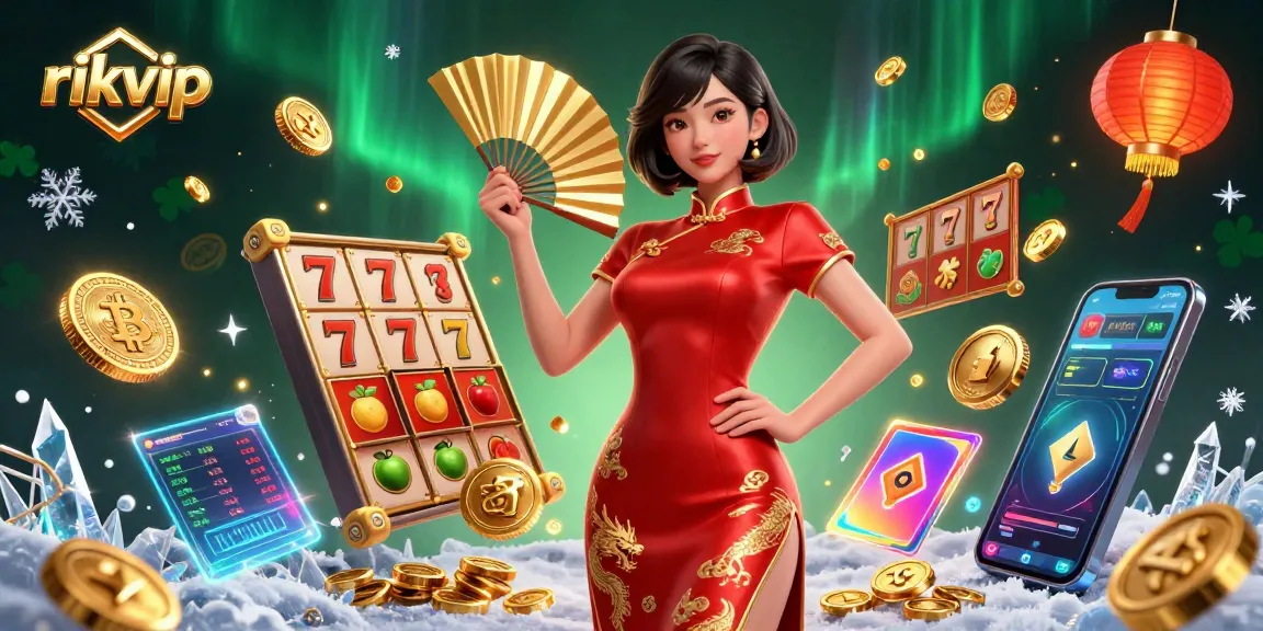 Experience winning with rikvip in a vibrant, detailed casino scene filled with excitement.