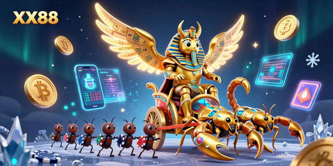 Experience thrilling gameplay at XX88 with a vibrant casino illustration featuring dynamic characters and festive elements.