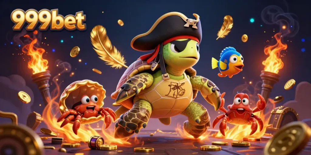 Experience thrilling adventures with 999bet as pirate characters hunt for treasures in a captivating casino scene.