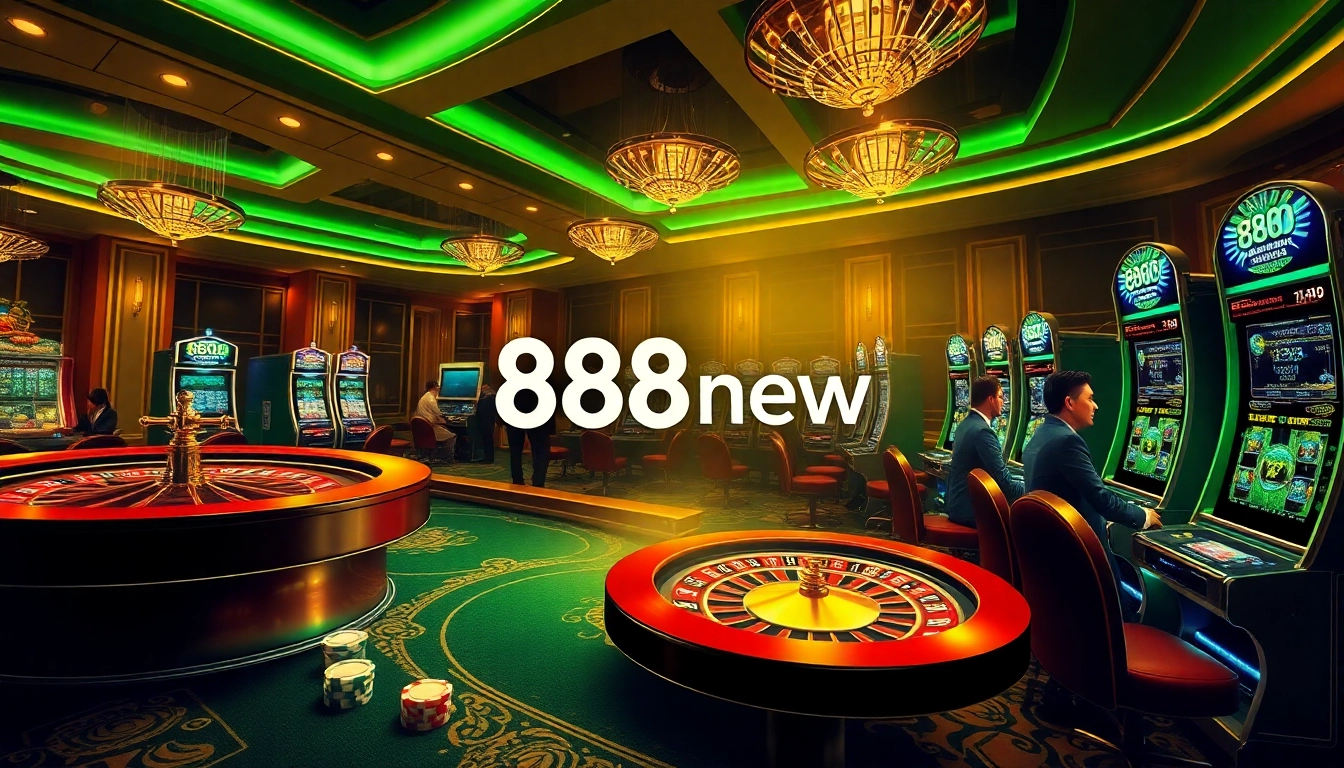 Experience the excitement of 888new.com with vibrant casino games featuring poker chips and roulette.
