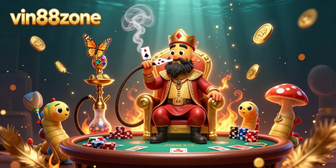 Experience thrilling gameplay at vin88zone with an immersive 3D casino illustration showcasing poker excitement.