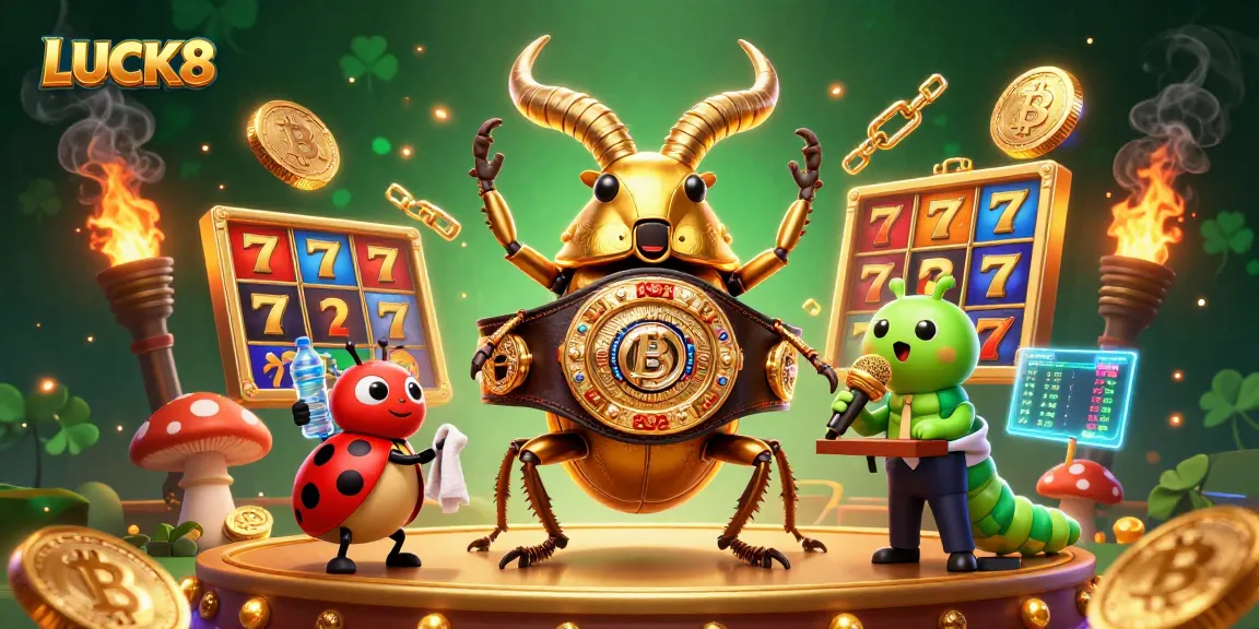 Lucky players spin the reels at LUCK8 casino, showcasing vibrant slot elements and engaging characters.