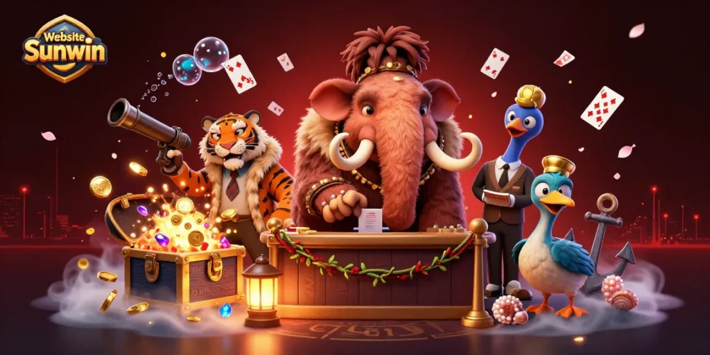 Experience the vibrant world of Website Sunwin with a mammoth bouncer at the casino doors.