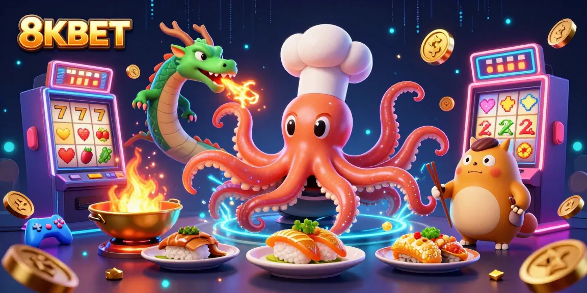 Engage with 8KBET's thrilling casino experience featuring colorful characters and vibrant gaming elements.