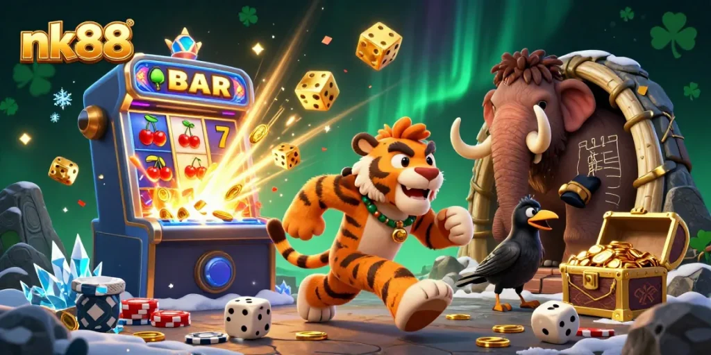 Experience the thrill of winning at nk88, where 3D characters run a vibrant prehistoric casino.