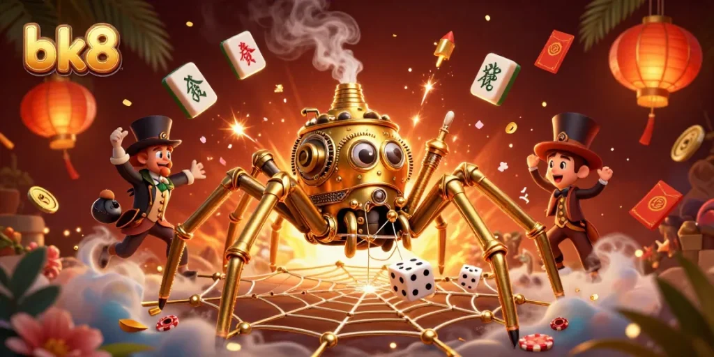 Engage with bk8’s vibrant gaming world, featuring a whimsical steampunk spider and more!