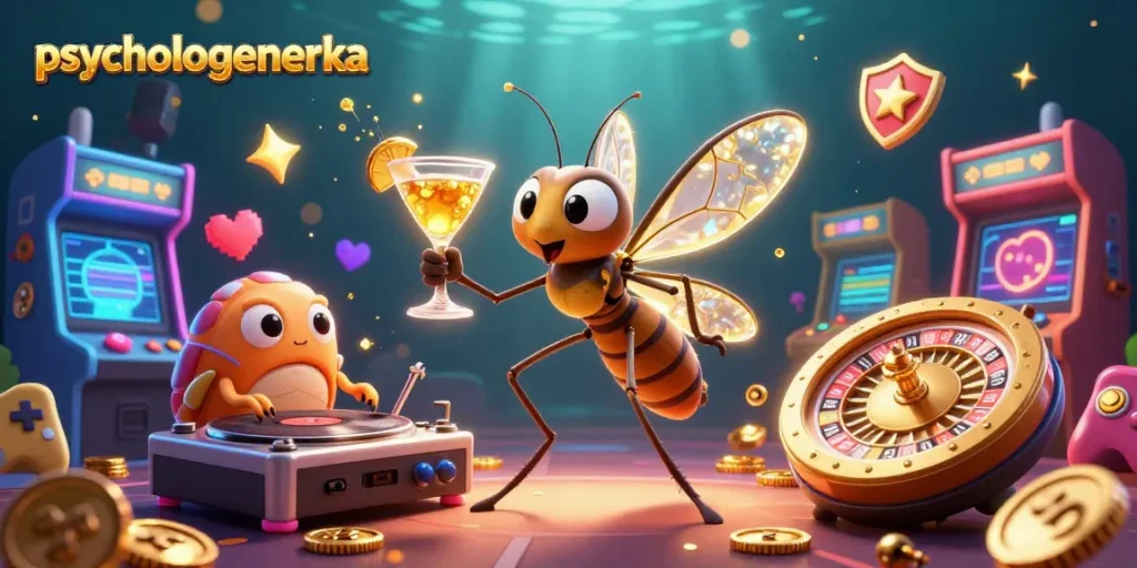Experience gaming excitement with psychologeneureka, featuring vibrant characters and casino elements.
