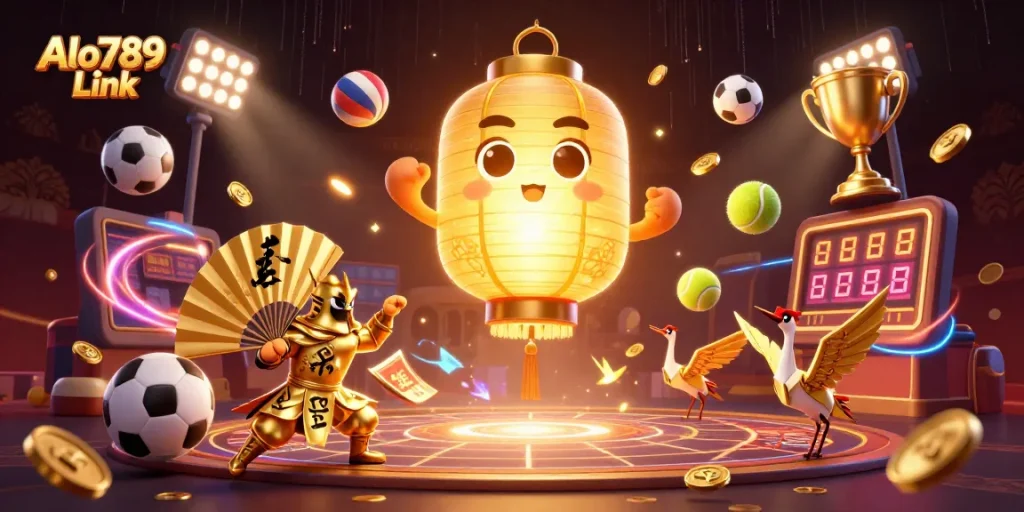 Experience thrilling gaming with Alo789 Link at this vibrant night market casino scene!
