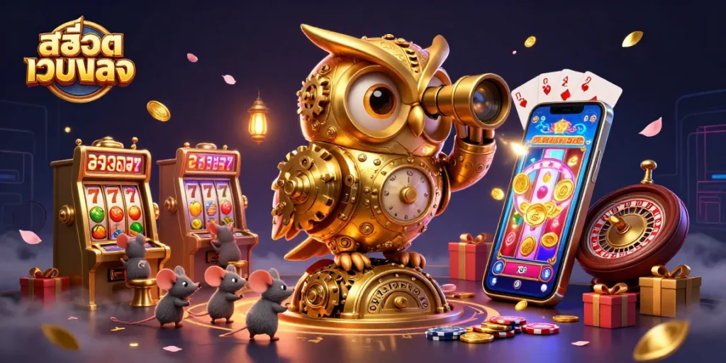 Engage with thrilling สล็อตเว็บตรง experiences through this vibrant 3D casino illustration.